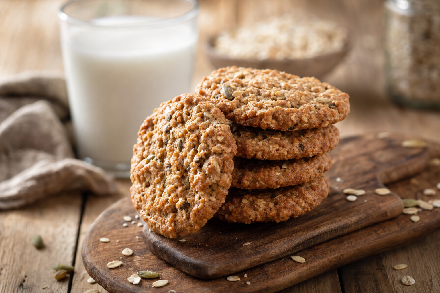 Stack of healthy protein oatmeal cookies