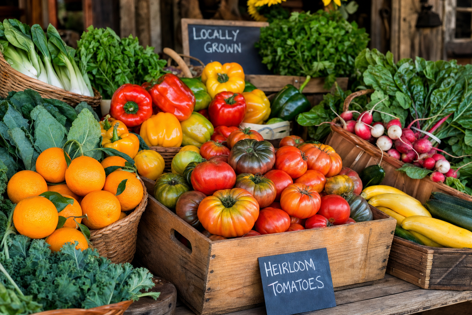 Fresh local produce display at Williams Produce